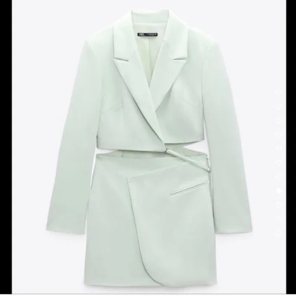 Zara NWT cut out blazer dress pastel green 3067/204 - Picture 4 of 9